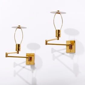 Hansen / Metalarte, pair brass swing arm sconces