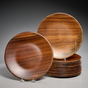 American Craft Studio, set (12) rosewood plates