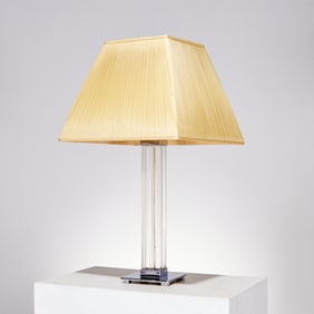Karl Springer (attrib), lucite & nickel table lamp
