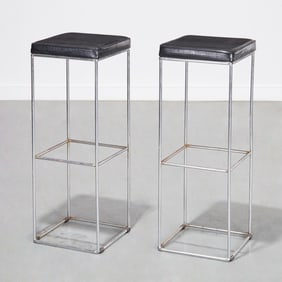 Pair Paolo Piva (style) MCM square bar stools