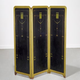 Jugendstil enameled metal screen