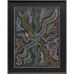 Jean Cocteau, pastel on black paper, 1963