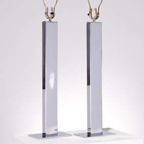 Kovacs (attrib), pair chrome table lamps