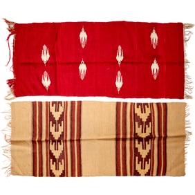(2) Vintage Mexican flat weave textiles