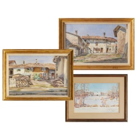 Olin Dows, (3) watercolors on paper