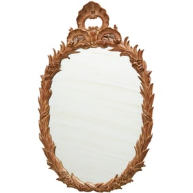 Hollywood Regency carved palm frond mirror