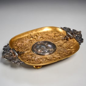 French Neoclassical style gilt bronze footed tray