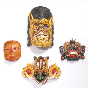 Group (4) Tribal Folk Art masks