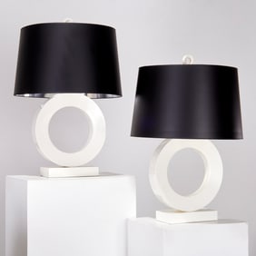 Pair Contemporary Designer "O" lamps