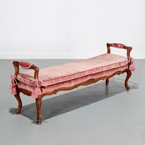 Italian Rococo style carved walnut bench