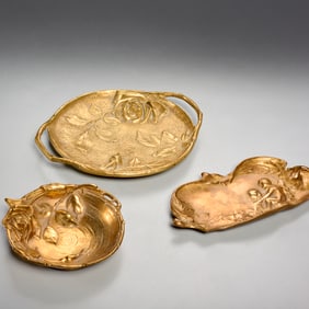 Group (3) French bronze relief dishes