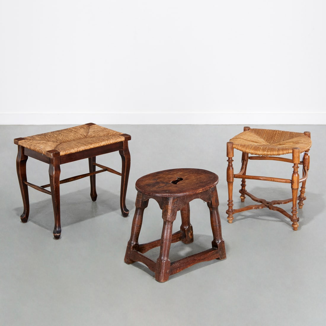 Group (3) antique French and English stools (1 of 7)