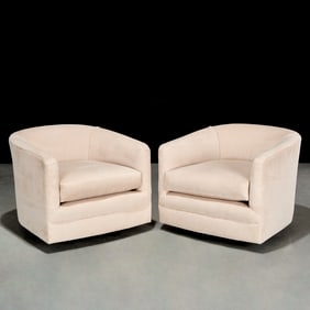 Milo Baughman (style), pair swivel tub chairs