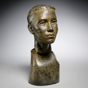 Modern School, patinated terracotta bust sculpture