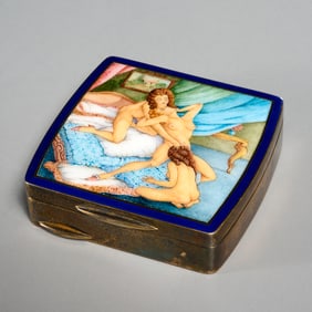 Italian sterling, enamel erotic theme compact