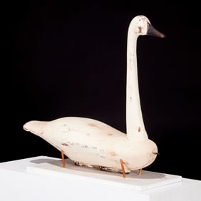 Large vintage painted wood swan decoy