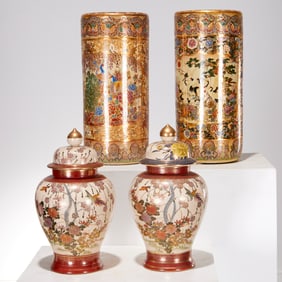 Satsuma style porcelain jars & umbrella stands
