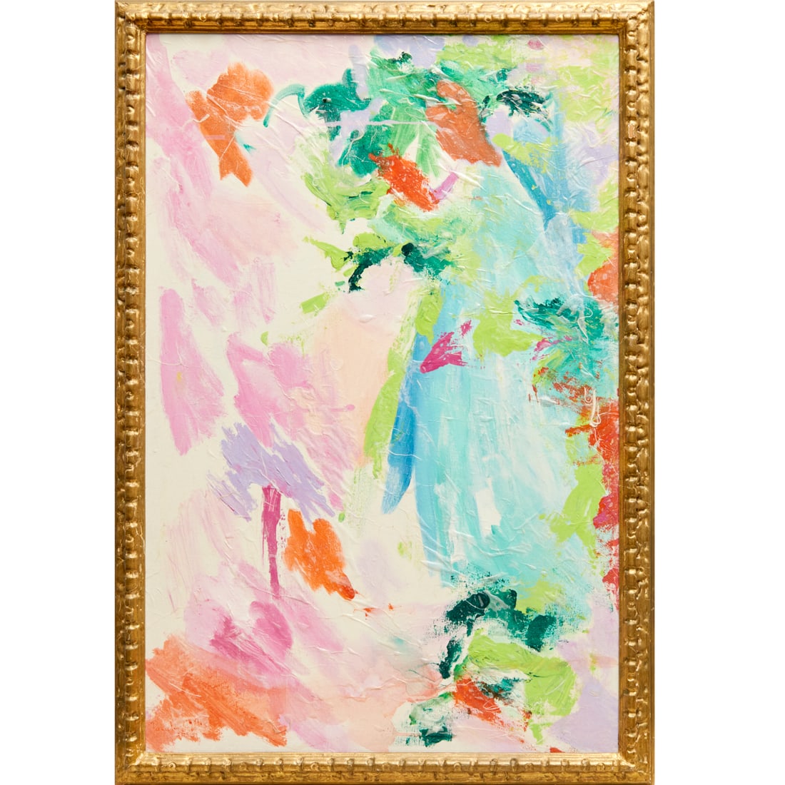 Pamela Cushing Donner, mixed media on canvas: Pamela Cushing Donner, mixed media on canvas, Pamela Cushing Donner (American, 1928-2024), acrylic, fibers, plastic lamination on canvas, unsigned, 36"h x 24"w (stretchers), 39"h x 27"w (frame) Proven