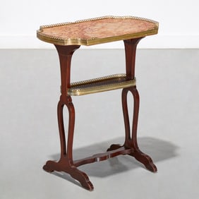 Louis XVI style marble top writing table