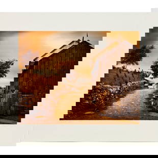 James Bleecker, sepia tone pigment print, 2018: James Bleecker, sepia tone pigment print, 2018, James Bleecker (American, 20th/21st c.), "Quimby Farm", photographic print on watercolor paper, pencil signed, titled and numbered "AP" as an artist's p