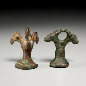 (2) Luristan style bronze seals, ex Museum