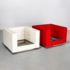 Pair Lella & Massimo Vignelli Saratoga chairs
