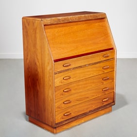 Drylund, rolltop slant front secretary desk