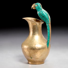Los Castillo (style) silver plate & stone pitcher