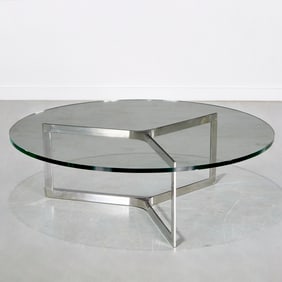 Modernist chrome and glass coffee table