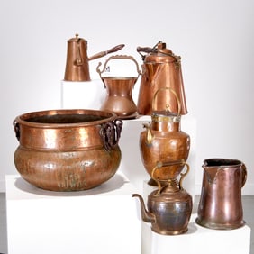 (7) Pieces antique copper cookware