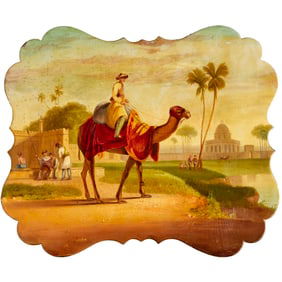 Jennens & Bettridge painted Orientalist plaque