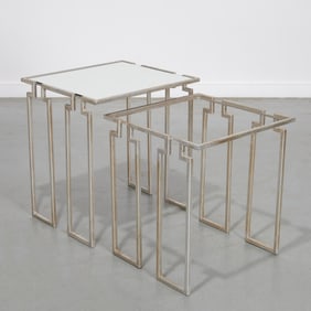 Pair Interlude Home mirror top side tables
