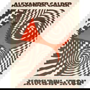 Alexander Calder, vintage exhibition poster: Alexander Calder, vintage exhibition poster, Alexander Calder (American, 1898-1976), poster for the Rolly-Michaux Gallery, New York City, featuring "Red Nose" artwork, with text, address label, and po