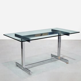 Italian Modern chrome and glass desk