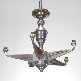 Art Deco Period nickeled brass chandelier