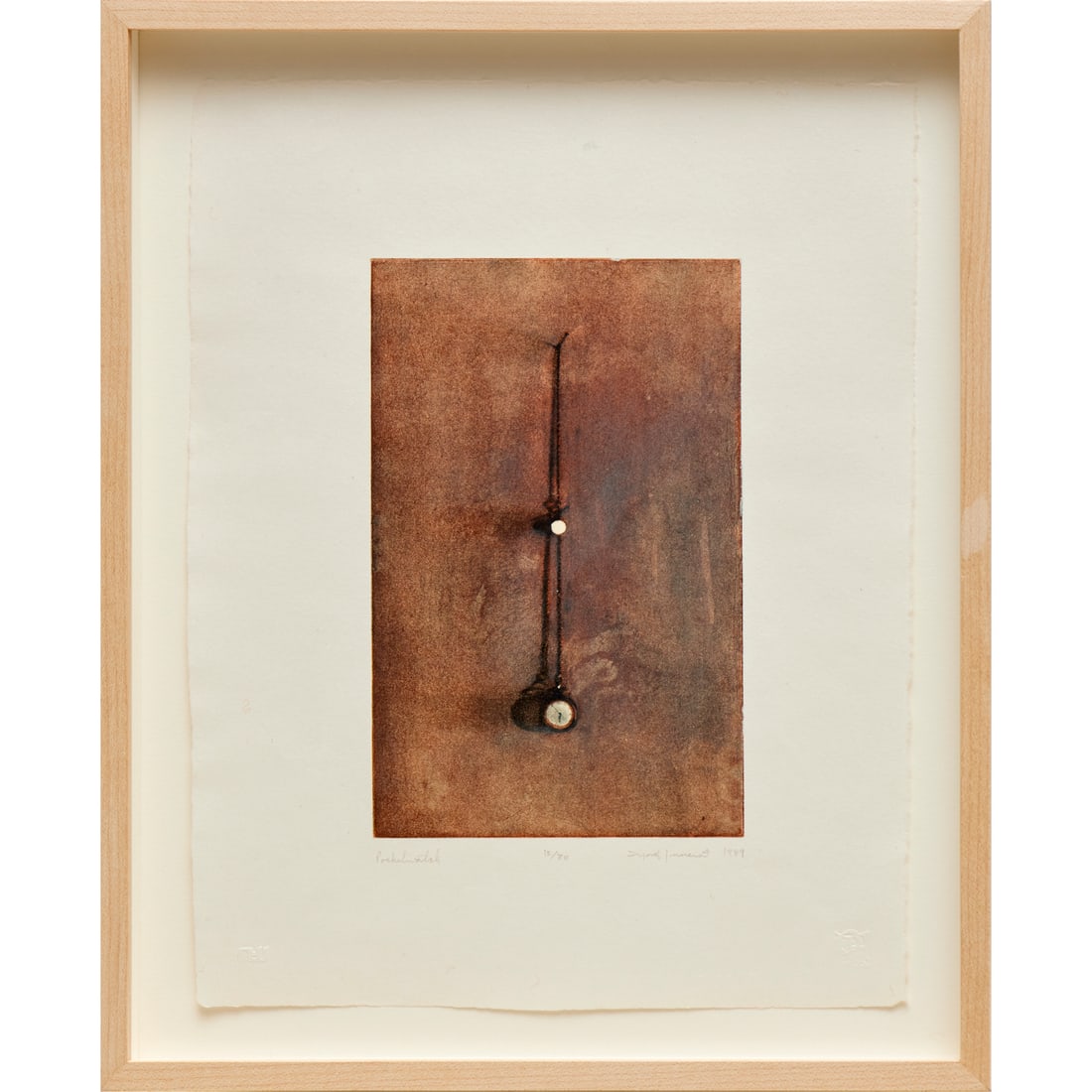 Mark Innerst, lithograph on paper, 1989: Mark Innerst, lithograph on paper, 1989, Mark Innerst (American, b. 1957), "Pocketwatch", lithograph on chine-colle, signed and dated lower right, titled lower left, numbered 12/30 lower center, blind