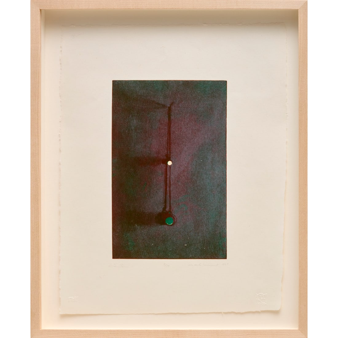 Mark Innerst, lithograph on paper, 1989: Mark Innerst, lithograph on paper, 1989, Mark Innerst (American, b, 1957), "Lantern (green)", lithograph on chine-colle, signed and dated lower right, titled lower left, numbered 2/10 lower margin, bl