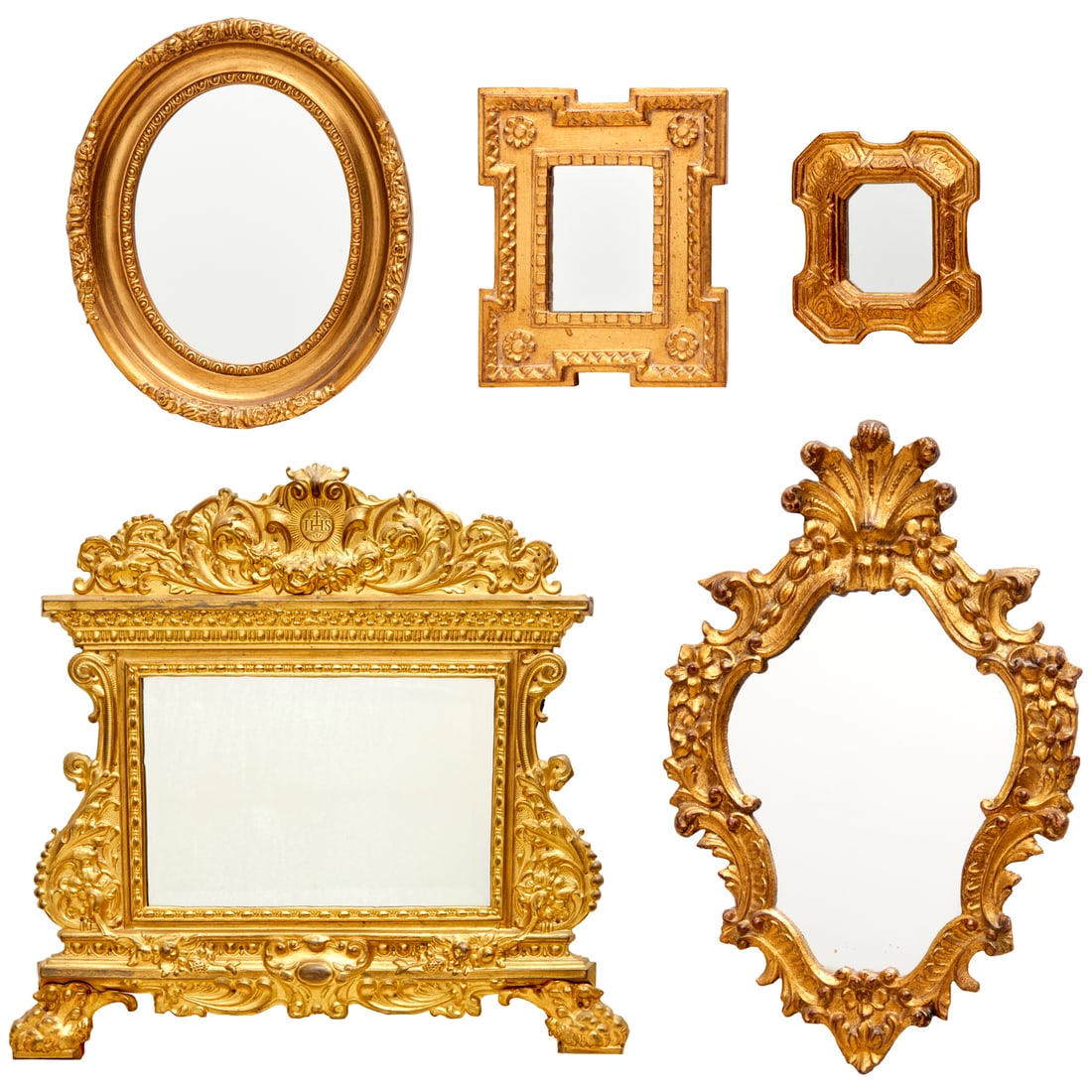 (5) Gilt-framed, decorative wall mirrors (1 of 6)