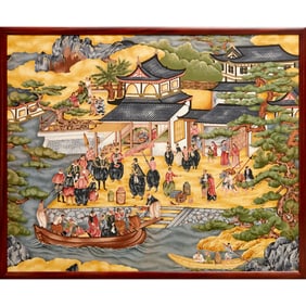 Brunschwig & Fils, framed "Tea Introduction" panel