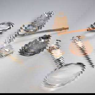 (7) desk accessories, incl. Tiffany & Co.: (7) desk accessories, incl. Tiffany & Co., 19th/20th c., England and Continental desk accessories, incl. (1) sterling silver mounted mother of pearl magnifying glass, (1) Roberts & Belk sterling silve