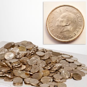 (22) lbs. Turkish 50 Bin Lira coins, 2000