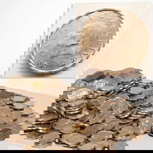 (22) lbs. Turkish 50 Bin Lira coins, 2000: (22) lbs. Turkish 50 Bin Lira coins, 2000, Nickel brass coins from Turkey, dated 2000, denomination: 50,000 Lira, composition: 69.5% copper, 18% zinc, 12% nickel, 0.5% manganese, 28mm dia, 2.6mm thick