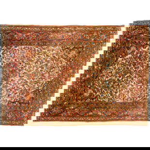 Tabriz style area rug: Tabriz style area rug, 20th c., hand knotted wool, approx., 6'7"l x 4'5"w