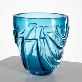 Helen Krantz for Orrefors blue glass vase
