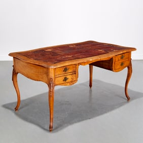 Antique Louis XV style fruitwood bureau plat