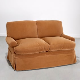Contemporary custom mohair settee