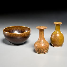 Stig Lindberg, (3) small studio ceramics