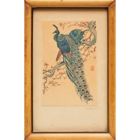 Ohara Shoson, signed woodblock print