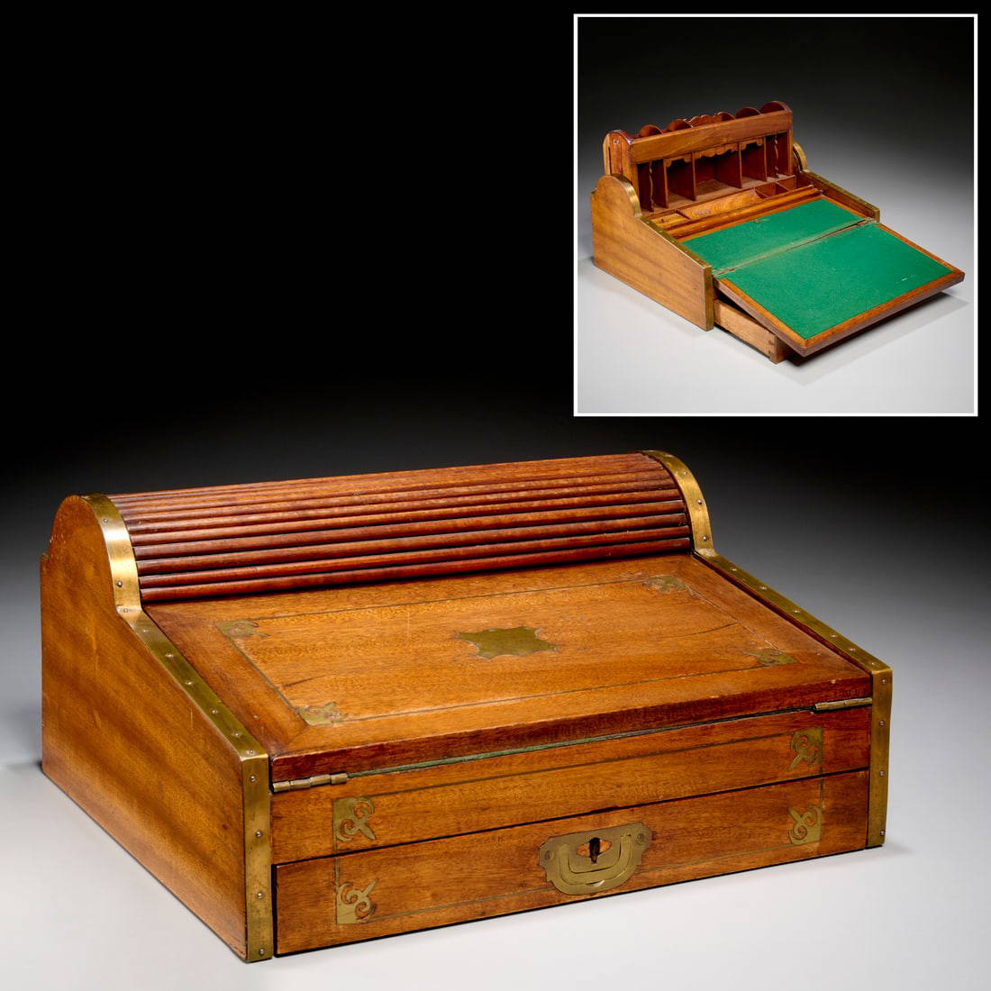 Chinese Export roll top lap desk