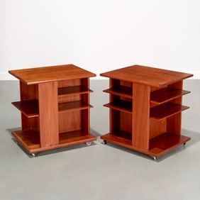 Pair J. Ingvard Jensen teak rolling bookcases